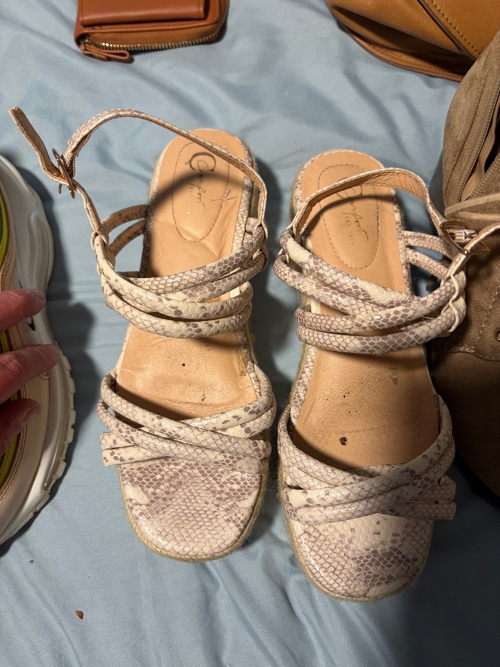 Braided Strappy Mules in Light Snake Print - Women